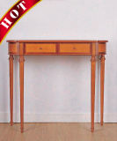 Natural Color Birch Solid Wooden Hallway Carved Console Table