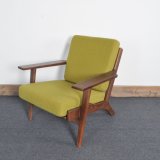 Ash Wood Hotel Wooden Fabric Lounge Chair for Patio Furniture