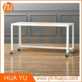 Powder Coat Office Furniture White Metal Rolling Console Table