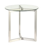 Brushed Stainless Steel Round Glass Lamp Tea Table