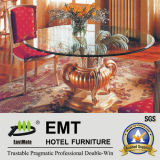 Glass Tabletop Wooden Base Hotel Lobby Table (EMT-FD05)