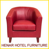 Red Leather Accent Chair Simple Single Sofa for Hotel Bedroom