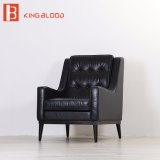 American Style Classic Black Genuine Leather Single Sofa Chair