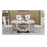 Narrow Low Marble Top Dining Table Designs in India