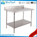Industrial Stainless Steel Adjustable Round Tube Hotel Buffet Worktable with Reinforcing Bar