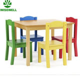Kids Wooden Dining Table with 4PCS Chairs Sets
