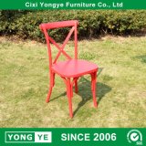 Red Plastic Corss Back Chairs for Restaurant Using