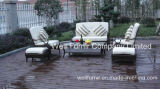 Rattan Garden Furniture/White Cushions/Outdoor Patio Furniture/Wicker Conversation Set
