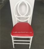 White Plastic Resin Stackable Phoenix Chair with Red PU Cushion