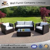Well Furnir 4 Piece Outdoor Rattan Sofa Set with White Cushion T-081