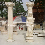 Surface Statue Beige Marble Stone Sculpture Column (SY-C020)