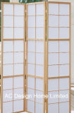 Natural Color Decorative Rice Paper Non-Woven and Wooden Japanese Style Folding Shoji Screen X 3 Panel