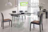 Modern Glass Dining Table with Tempered Glass Support