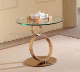 Luxury Hotel Furniture Rose Golden Steel Glass Side Table