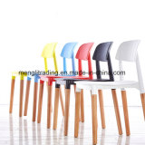 Stackable Plastic Chair with Beech Wooden Leg