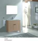 Wood Grain PVC Bathroom Cabinet with Glass Basin