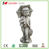 Best-Seller Polyresin Angel Standing Boy Statue Holding Umbrella for Home and Garden Decoration, OEM Angel Sculptures