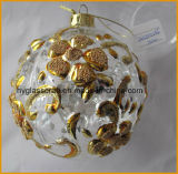 10cm Clear Christmas Glass Craft with Flowers for Christmas Decoration