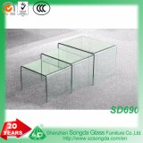 8mm Clear Glass, Bent Glass Nesting Tables, Set of Three