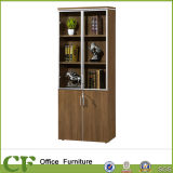 Office Clear Glass Doors Wood High Filing Cabinet