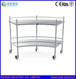 Hospital Furniture Stainless Steel Fan Shaped Operation Apparatus Table/Instrument Trolley