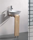 Solid Wood Bracket Glass Wash Basin (7056)