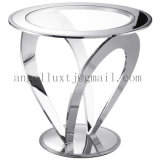 Modern Hotel Lobby Furniture Indoor Unfolded Stainless Steel Glass Table Coffee Flower Desk