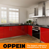 Modern L Shaped Red HPL Project Wood Kitchen Cabinets (OP14-HPL01)