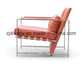 Stainless Steel Frame Leather Seat Single Sofa (D-78)