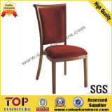 Metal Red Fabric Wood Grain Chair