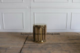 Plating Gold Color Stainless Steel with Hemp Rope Round Coffee Table Side Table