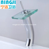 High Body Brass and Glass Waterfall LED Basin Faucet