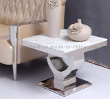 White Marble End Table for Living Room Side Table