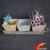 Colorful Antique Wooden Flower Pot with Tray for Garden
