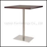 Stainless Base Wooden Top Four Seater Rectangle Bar Table (SP-BT654)