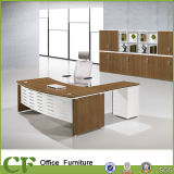 Melamine L Shape Manager Table with Metal Perforated Modesty Panel