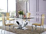 Modern Dining Room Furntiure / Glass Stainless Steel Rectangle Dining Table