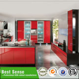 Popular Lacquer&MDF Red Kitchen Cabinet Glass Doors