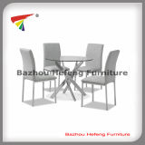 1+4 Round Glass Dining Table and Dining Chair (DT002)