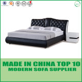 Home Furniture Pine Wood Leather Bed
