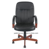 American Swivel Chair with Painted Wooden and Bonded Leather Upholstered