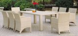 White Rattan Dining Chairs and Table Garden Dining Set Outdoor Furniture