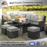 Well Furnir T-043 Corner Sofa Dining Table Rattan Garden Set
