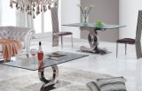Stainless Steel Glass Top Dining Table for Sale