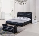 French Type Tufted Back King Size Leather Bed