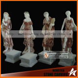 Mixed Color Carved Stone Marble Four Season Lady Statues with Fruites