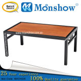 Steel Frame Coffee Table with Wooden Tabletop (Long)