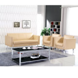 Yellow Color Leather Office Sofa with Metal Feet