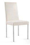 White PU Stainless Steel Metal Dining Chair