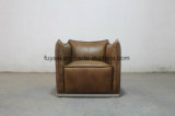 Vintage Brown Color Leather Stainless Steel Base Single Sofa Chair
